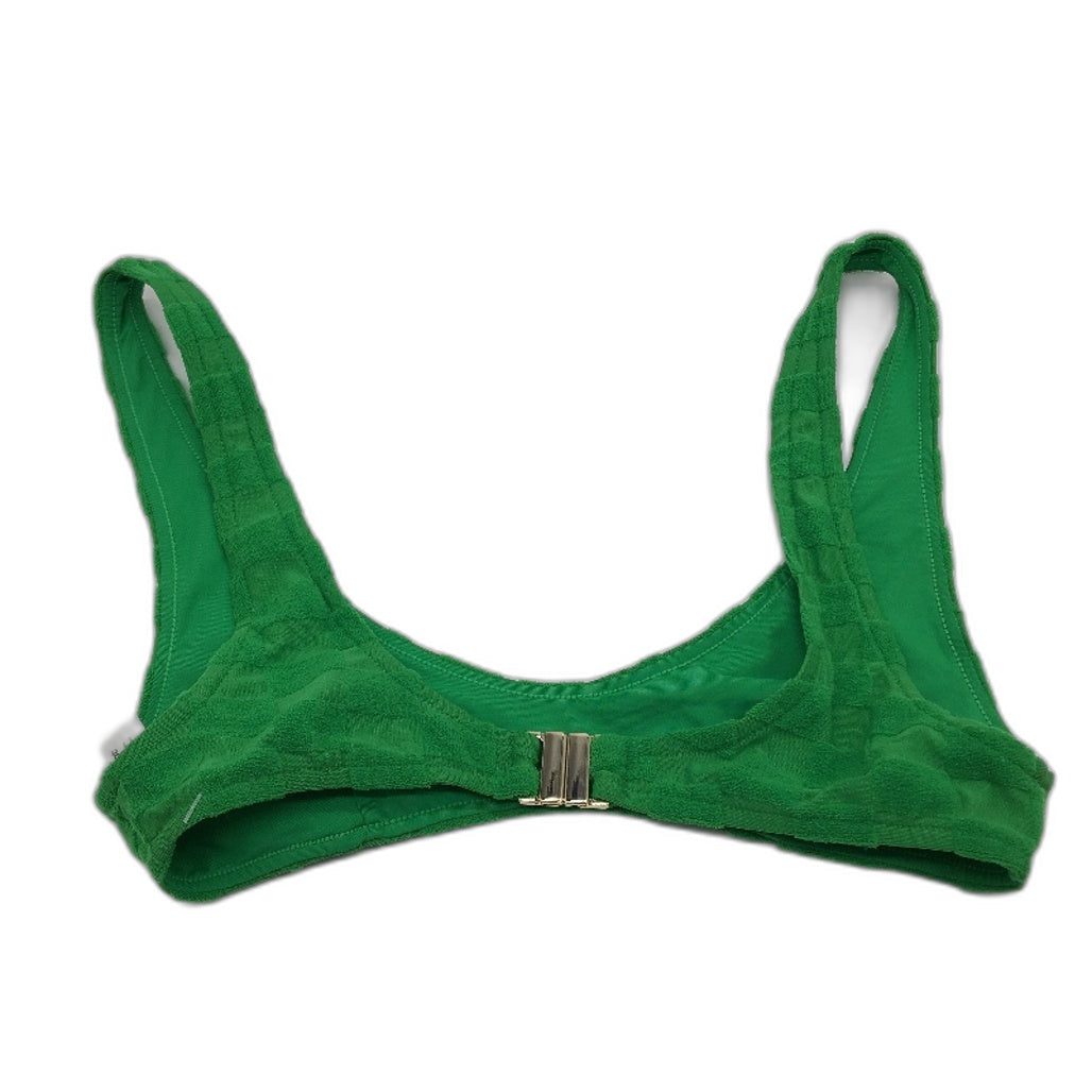 Insight Apple Green Check Terry Towelling Gold Clasp Bikini Top Size XS NEW