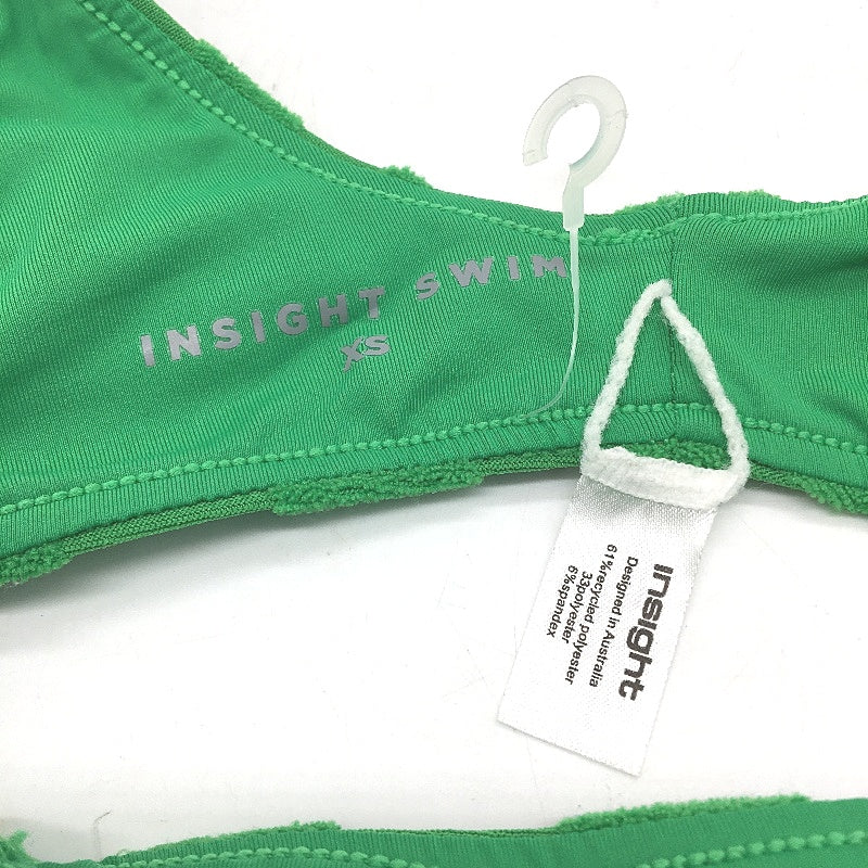 Insight Apple Green Check Terry Towelling Gold Clasp Bikini Top Size XS NEW