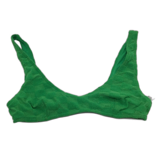 Insight Apple Green Check Terry Towelling Gold Clasp Bikini Top Size Small NEW