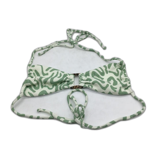 Subtitled Green White Ribbed Textrued String Bikini Top Ladies Size Small NEW
