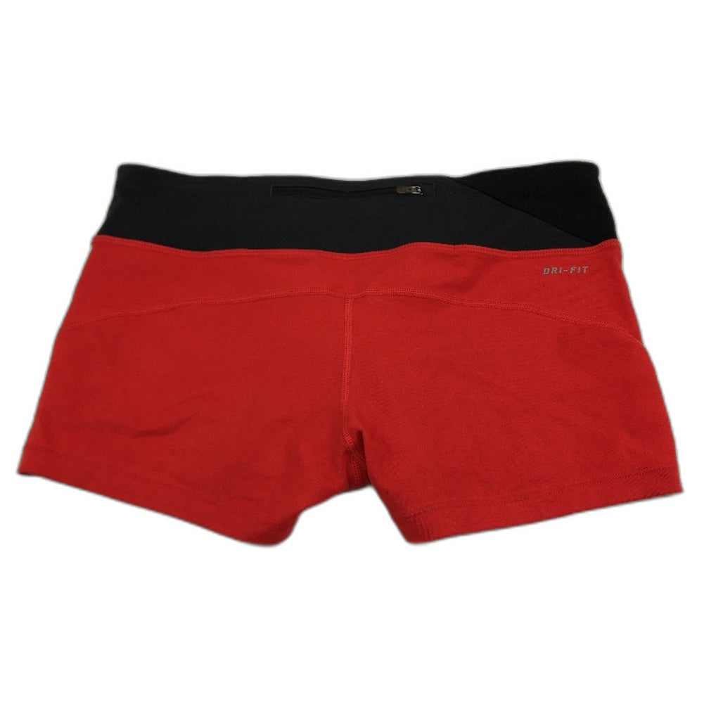 Nike Running Dri-Fit Red Back Waist Zip Pocket Activewear Shorts Ladies Size M