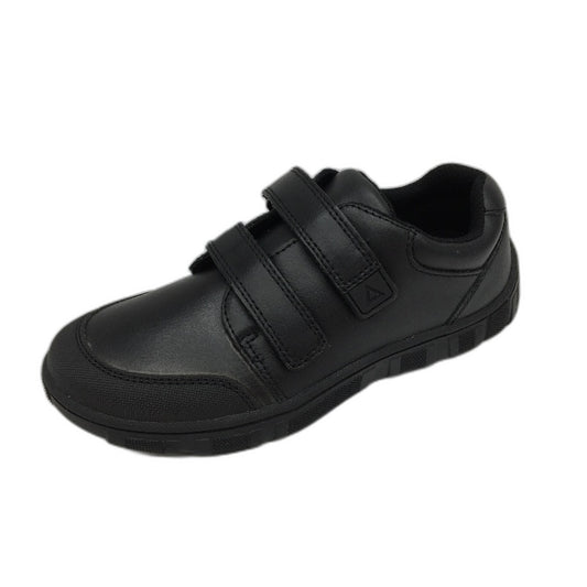 Harrisons Black Leather Upper Dual Strap Kids Dawson School Shoe US 2.5 NEW