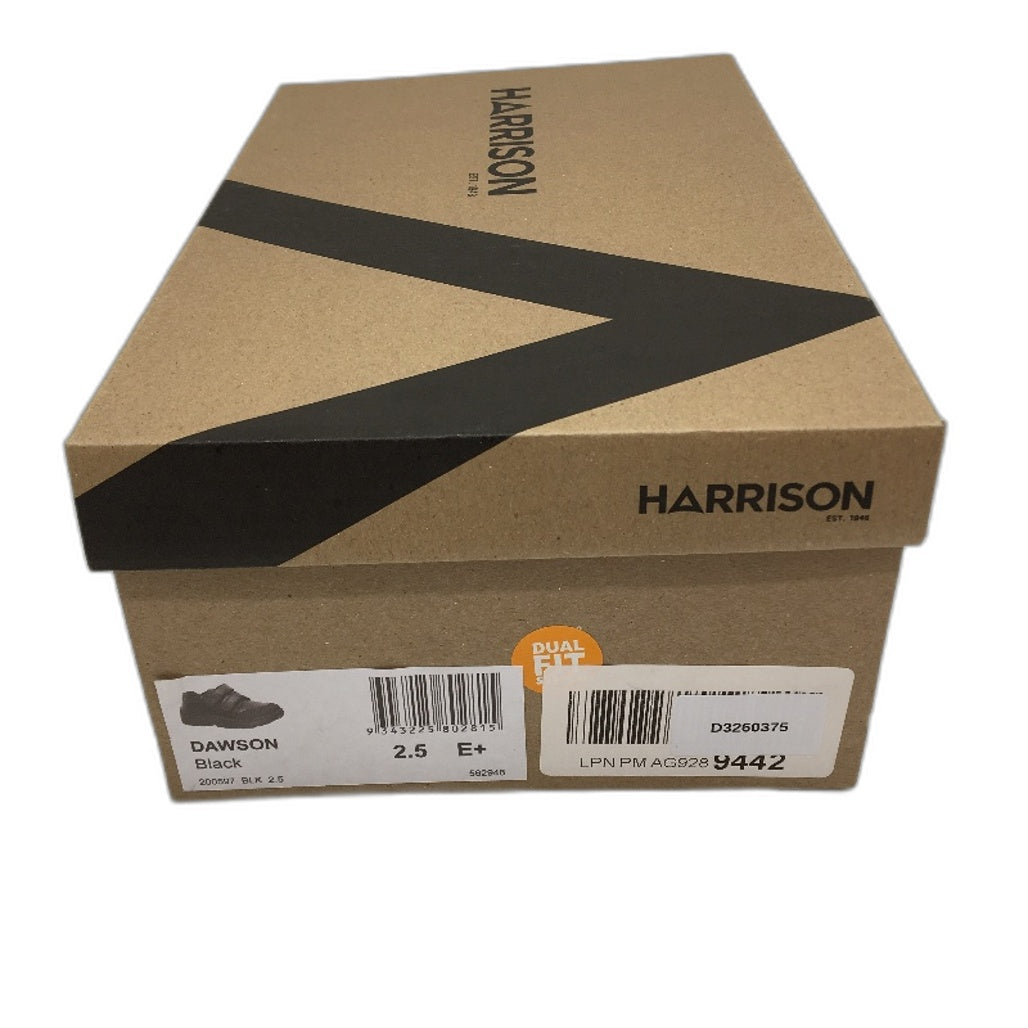 Harrisons Black Leather Upper Dual Strap Kids Dawson School Shoe US 2.5 NEW