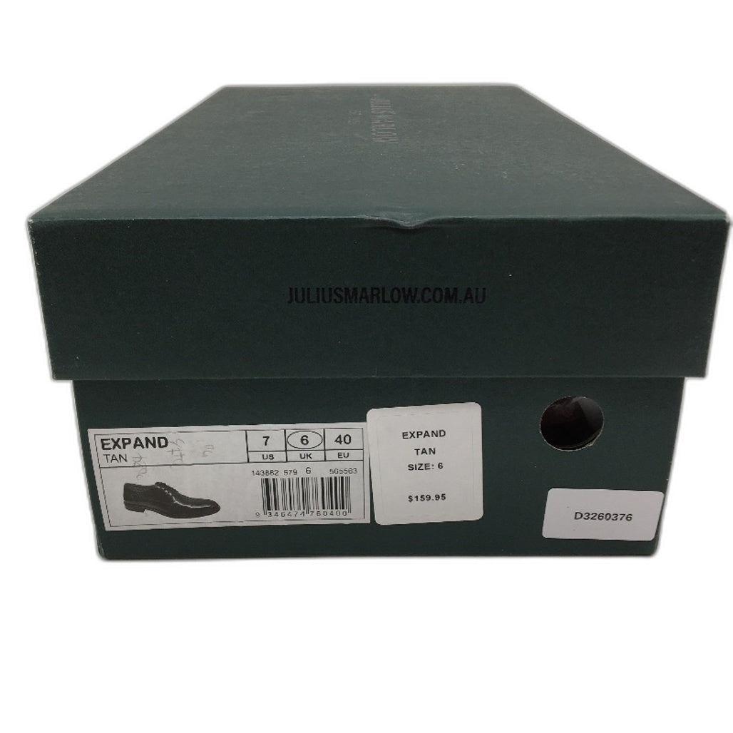Julius Marlow Tan Brown Leather Expand Lace Up Dress Shoe Mens US7 AU6 EU40 NEW