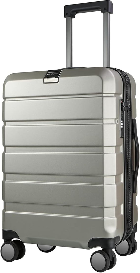 Kroser 20" Carry On Silver USB Port Hardshell Luggage Suitcase TSA Lock NEW