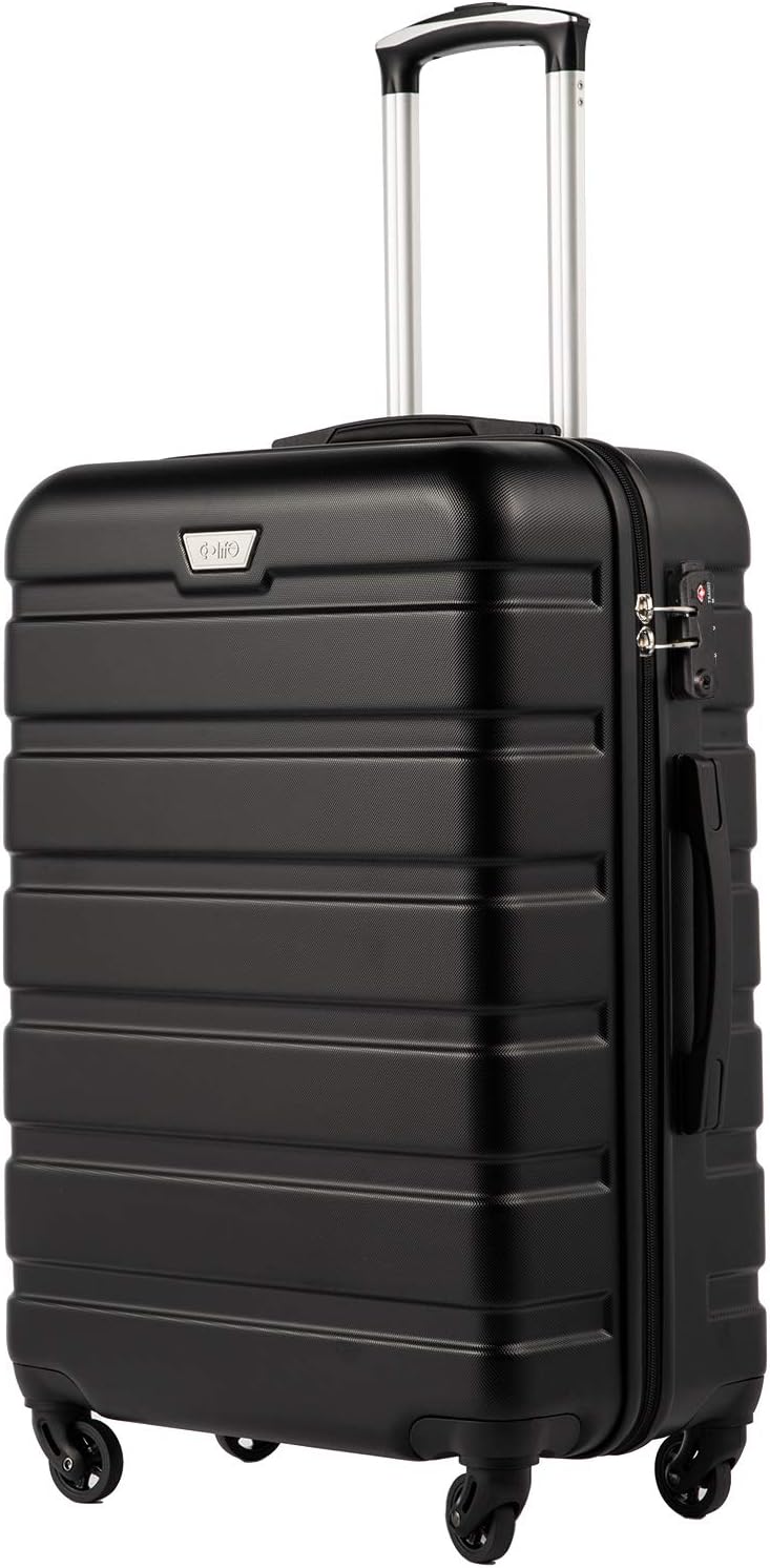 Coolife 24" Black ABS+PC Lightweight Hardshell Luggage Suitcase TSA Lock NEW
