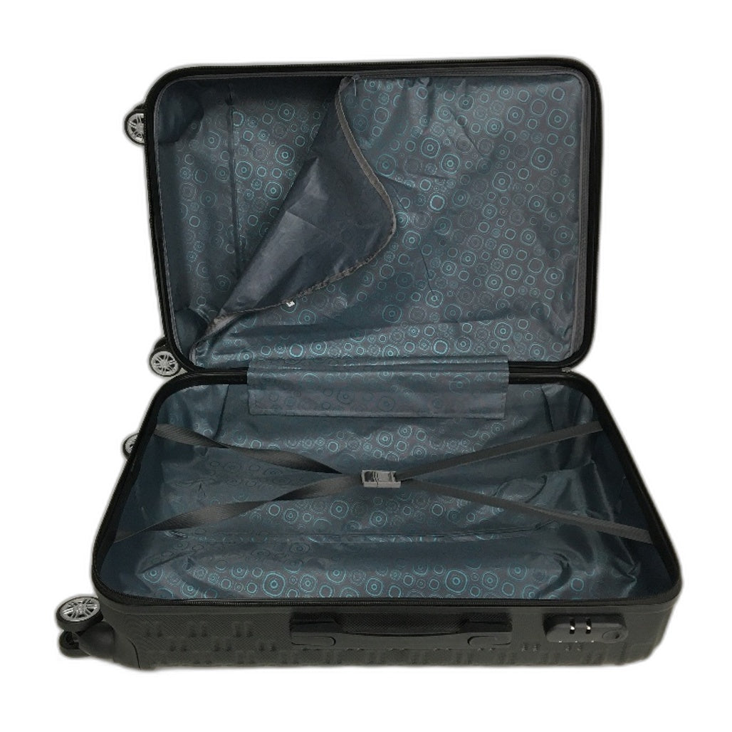 Black Textured 24" ABS Lightweight Hardshell Luggage Suitcase TSA Lock NEW