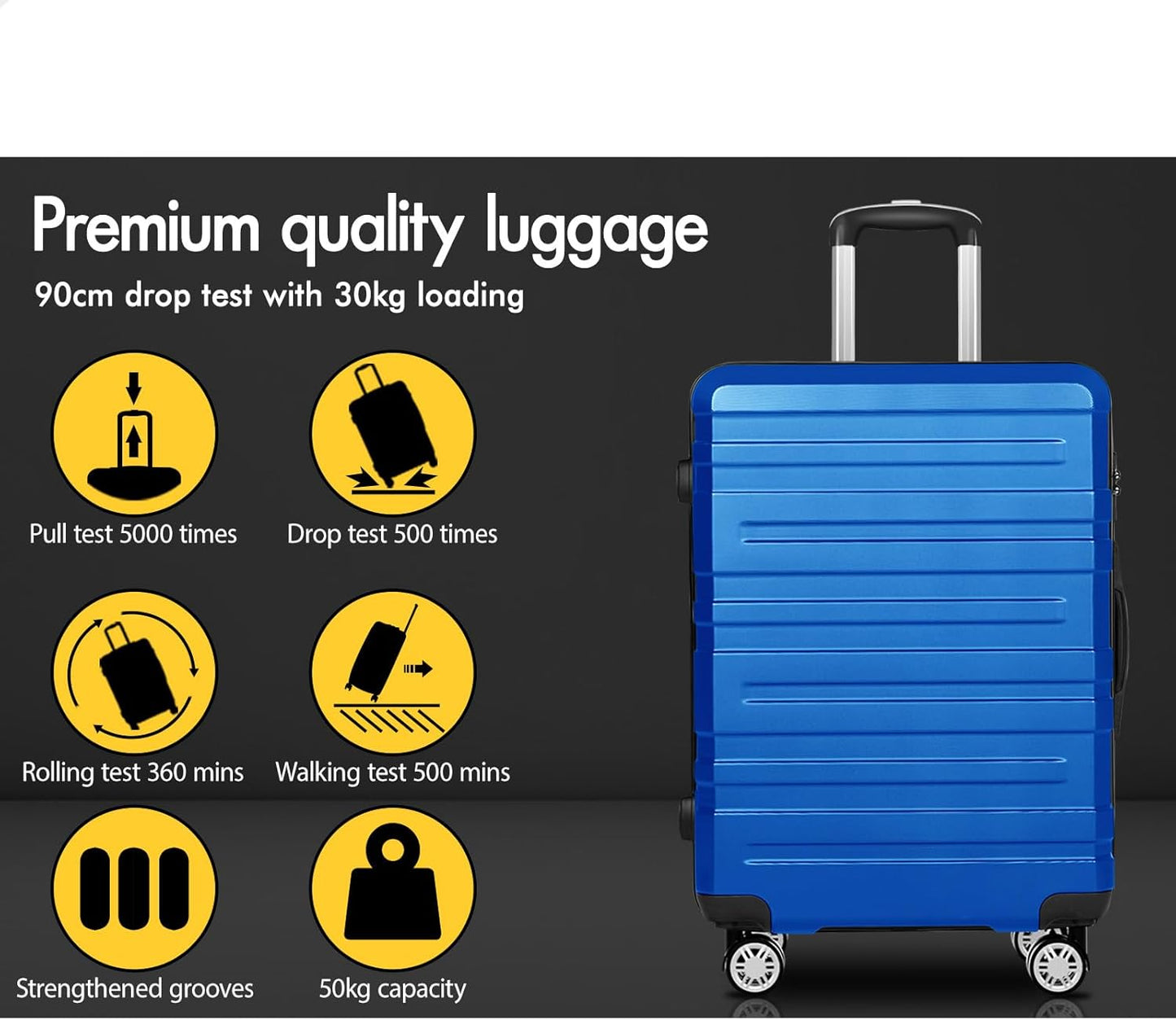 Alfordson Hero 28" Blue Hardshell Spinner Wheels Luggage Suitcase TSA Lock NEW