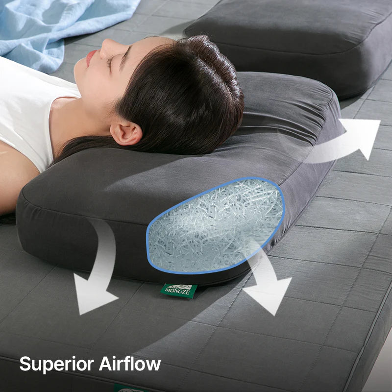 MONGZE Ergo Airnet Pillow Max Airflow 100% Washable Height Adjustable Grey NEW