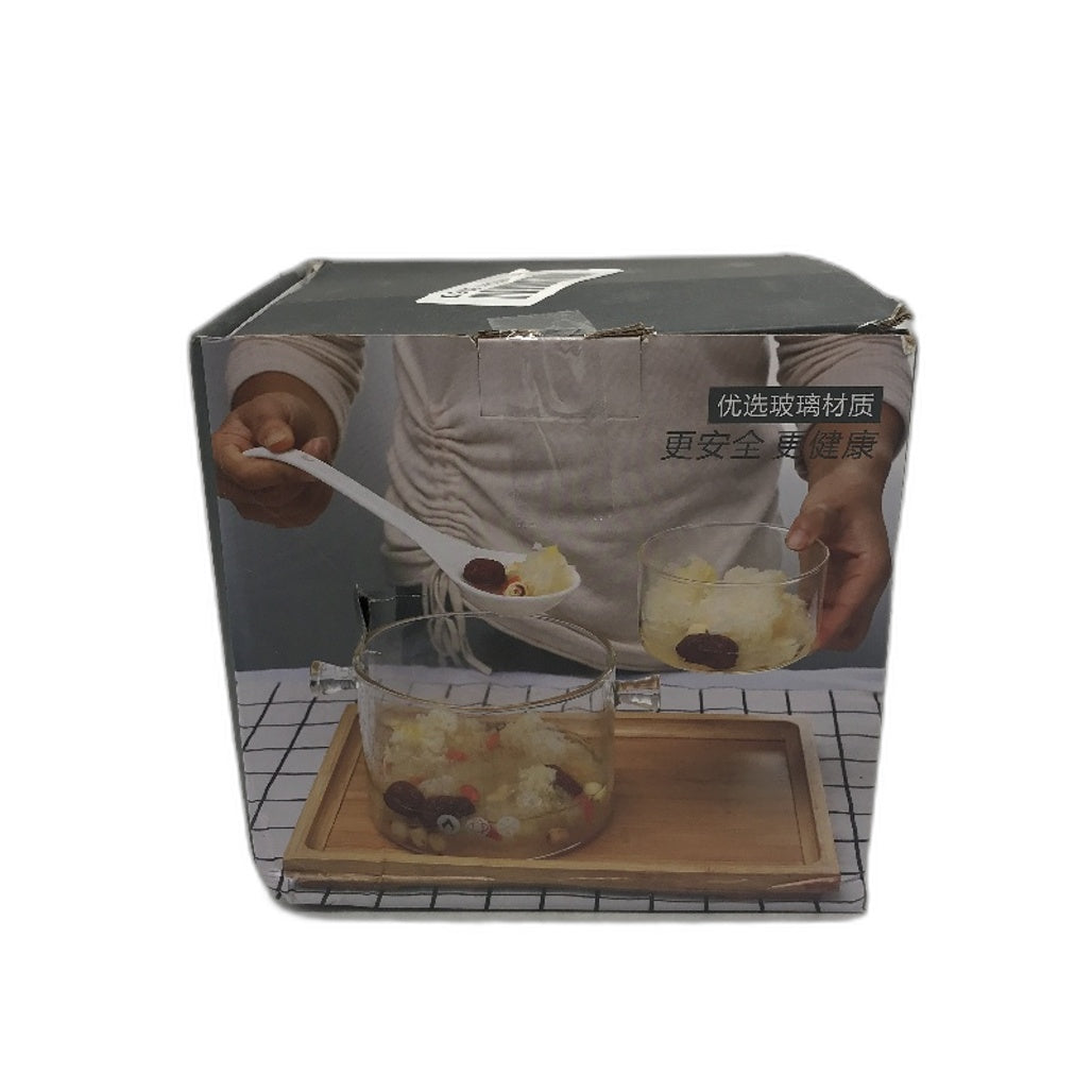 Clear Glass Saucepan With Cover 1.5L Microwave Cooktop Safe Pot & Lid NEW