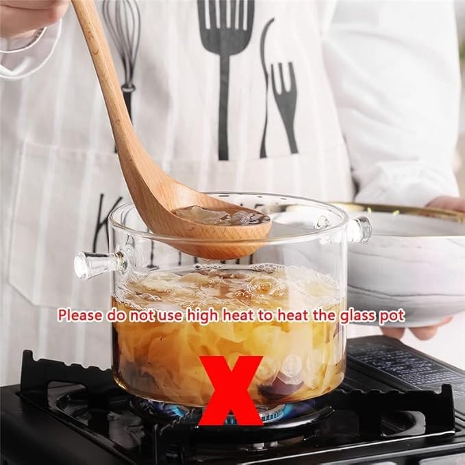 Clear Glass Saucepan With Cover 1.5L Microwave Cooktop Safe Pot & Lid NEW