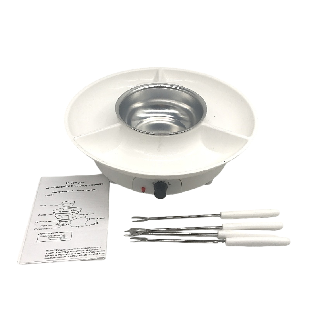 Chocolate Fondue Maker Pot With 4 Roasting Forks Detachable Serving Tray NEW