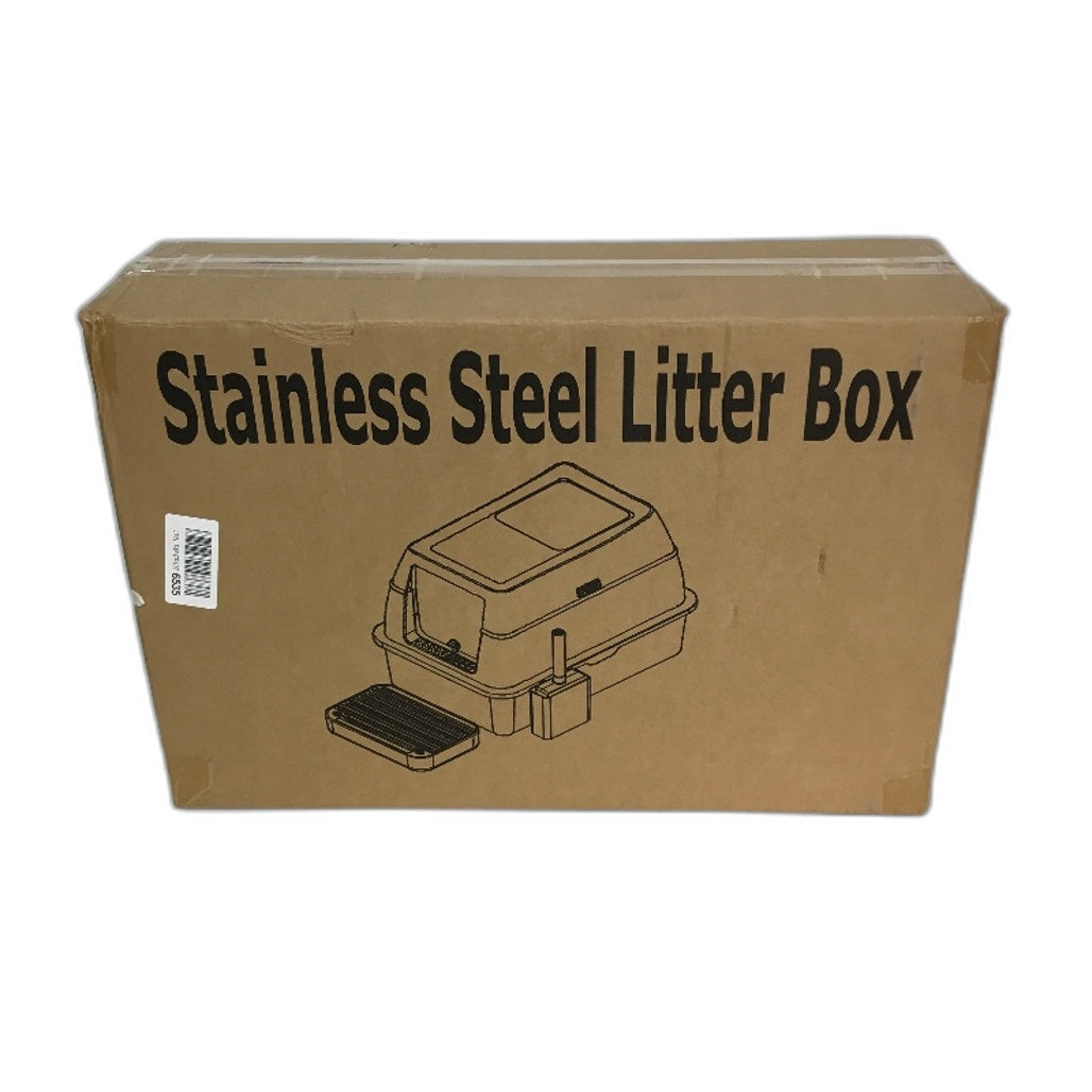 Stainless Steel Large Enclosed Cat Litter Box Anti Leakage With Lid & Scoop NEW