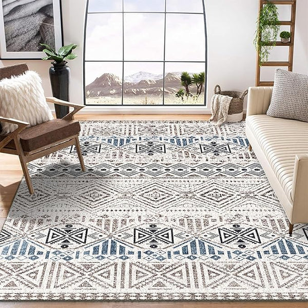 TFMODBFA Area Room Rug Vintage Style Non Slip Washable Abstract 200x300CM NEW
