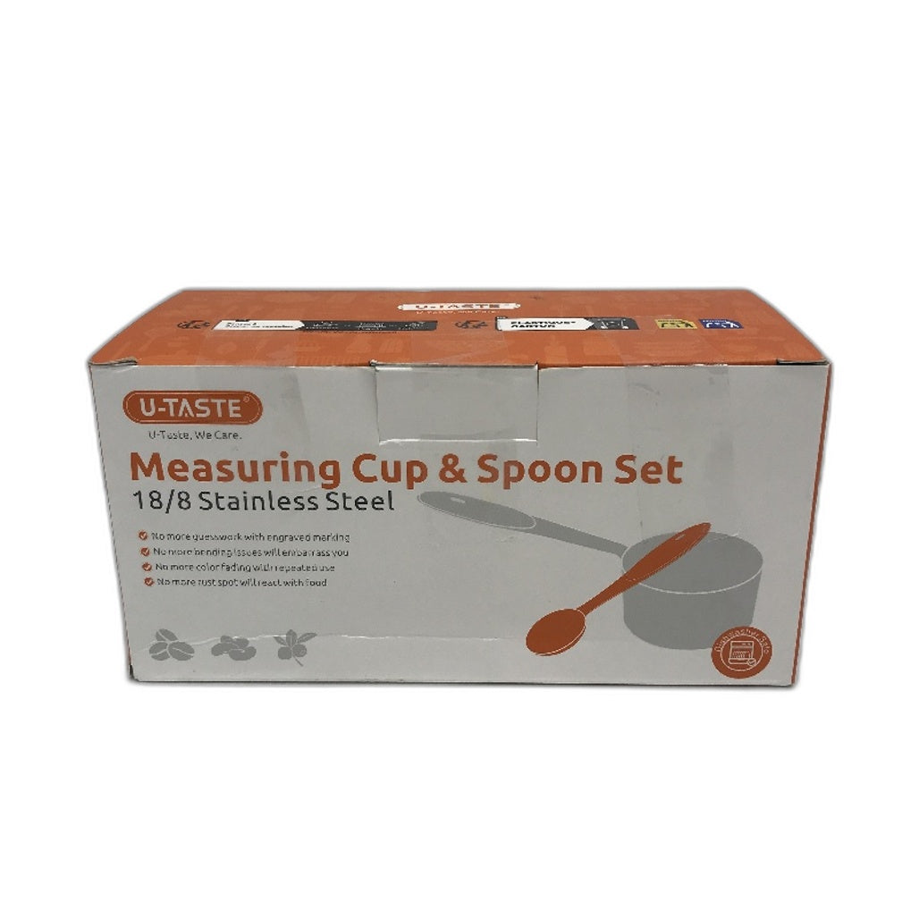 U Taste 10PCS Stainless Steel Metal Measuring Cups & Spoons Set With Ring NEW