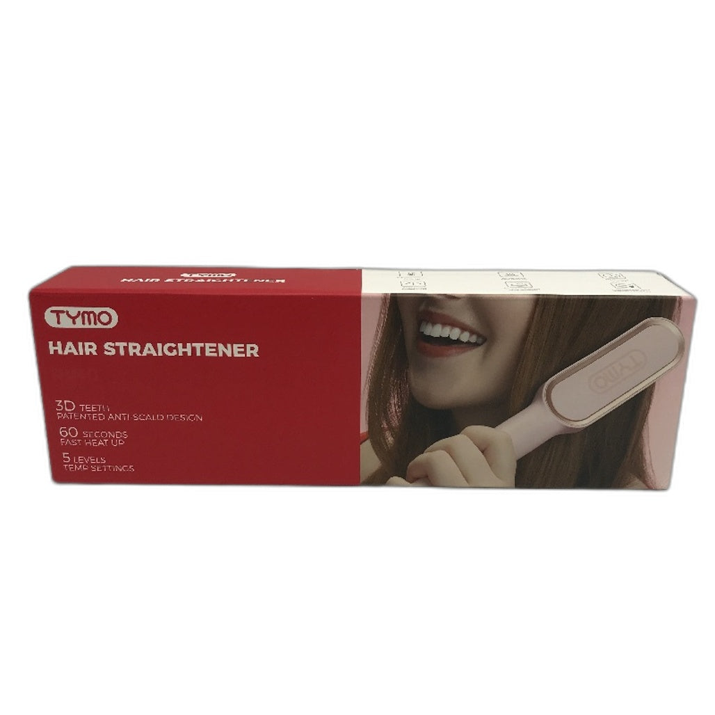 Tymo Hair Straightener Brush Hair Iron With Built In Comb Fast Heating Pink NEW