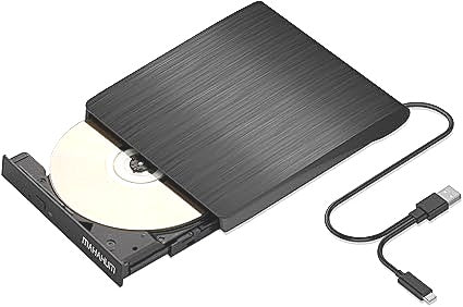 MAHAHUM Portable Ultra Slim External Pop Up CD DVD Drive USB 3.0 & USB-C NEW