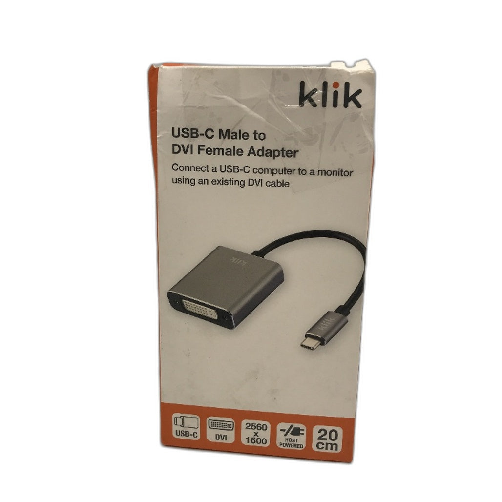 Klik USB C Type C Male To DVI Female Display Monitor Adapter Compact Design NEW