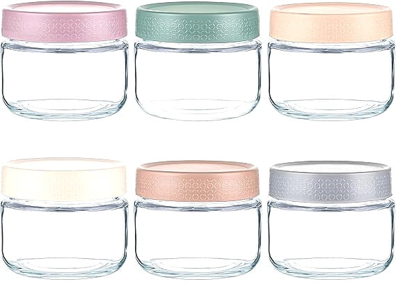 Pack Of 6 x 250ML Glass Food Container Jar With Lid Overnight Oats Meal Prep NEW