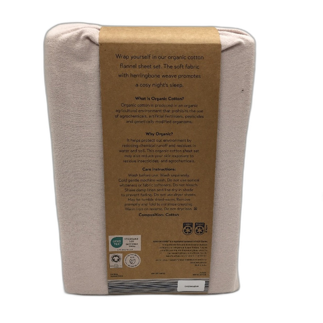 Organics by Kirkton House Flannelette Fitted Hushed Violet Sheet Set QUEEN NEW