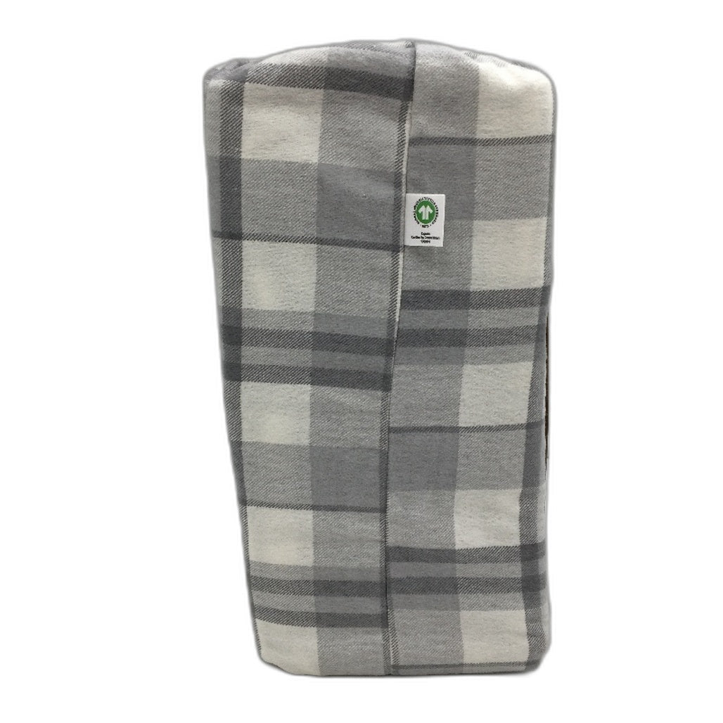 Organics by Kirkton House Flannelette Grey Check Fitted Sheet Set QUEEN NEW