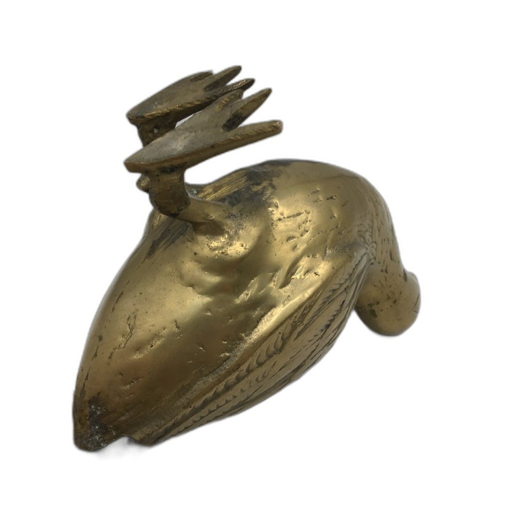 VINTAGE Mid Century Heavy Brass Pheasant Figurine With Long Tail 33cm