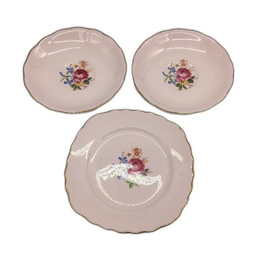 VINTAGE Vale Bone China Made In Longton England 3Pce Cake Plate & Saucer Set