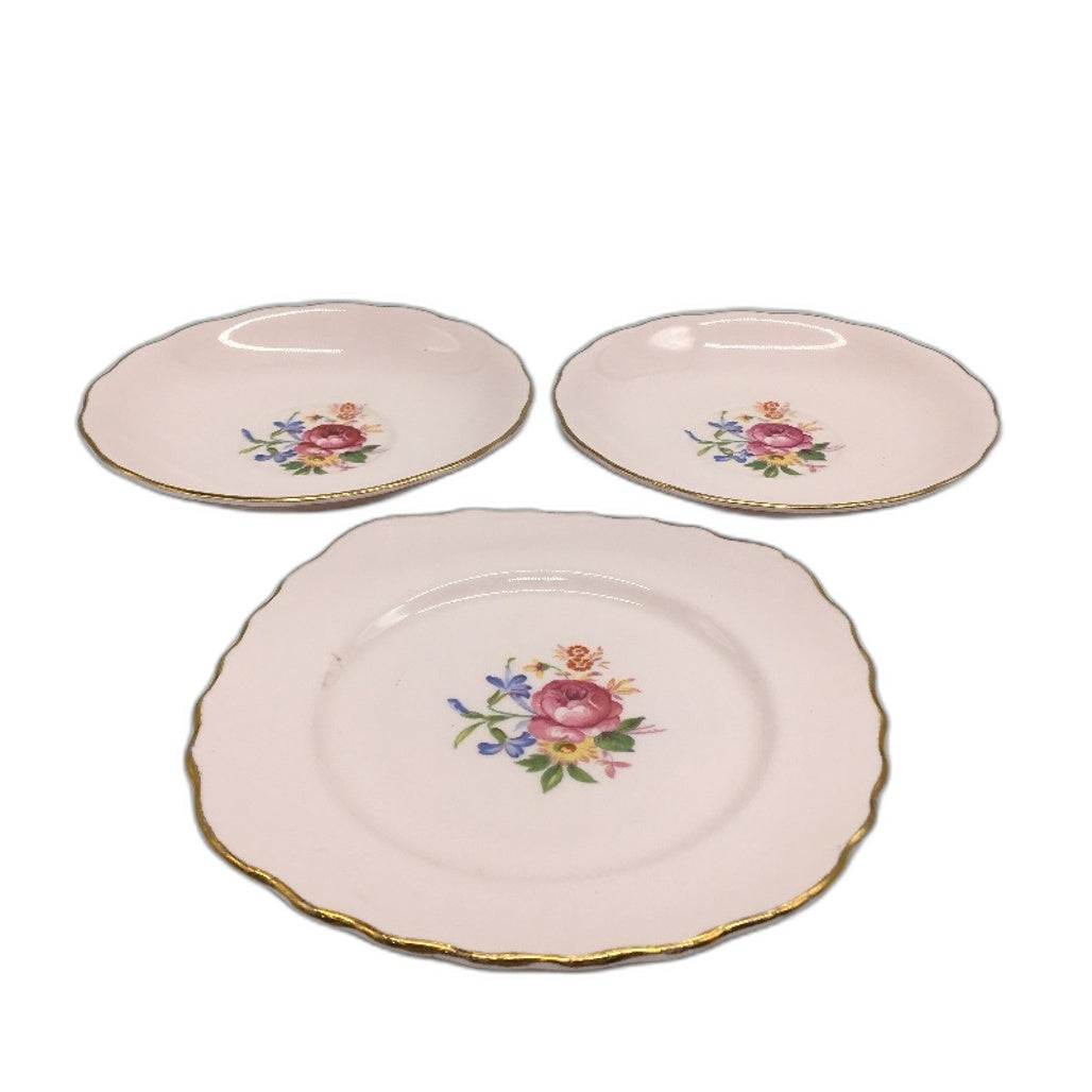VINTAGE Vale Bone China Made In Longton England 3Pce Cake Plate & Saucer Set