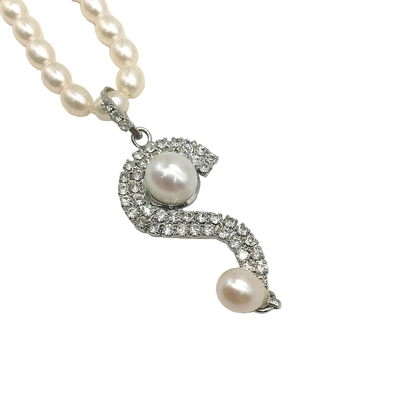 LOVELY Simulated Pearl & Clear Stone 3Piece 40cm Necklace & Matching Earring Set