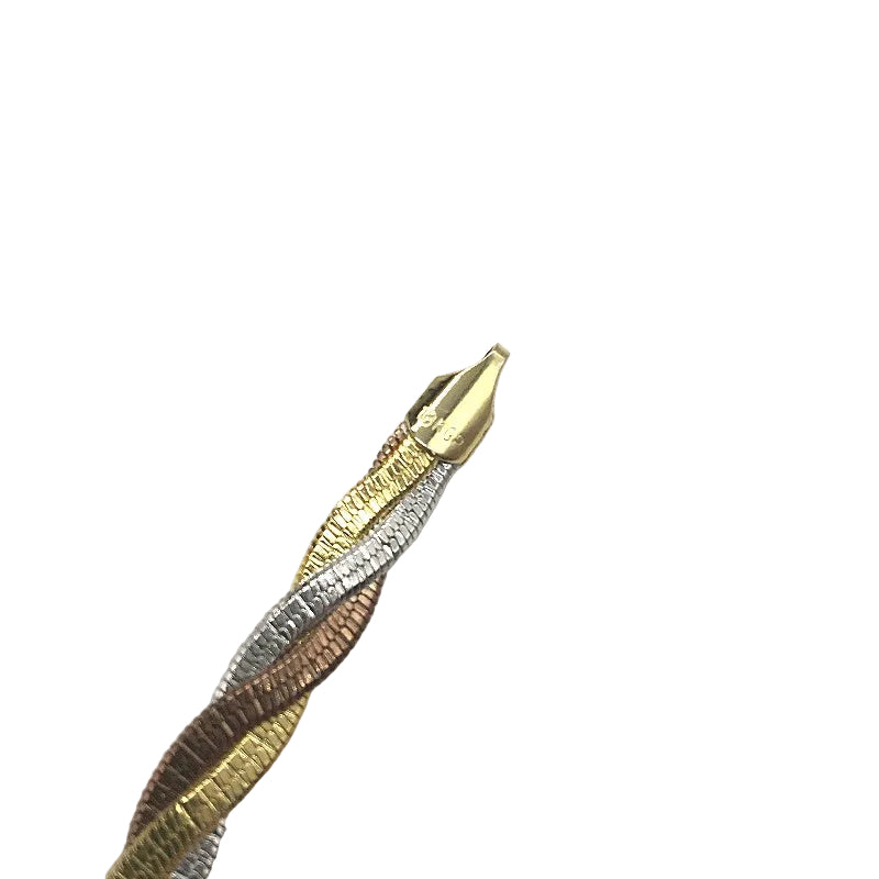 3 Tone 18ct Gold Plated Twisted Flat Herringbone Style Necklace Chain 41cm