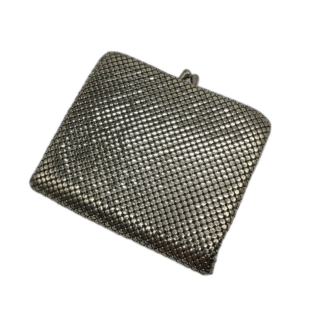 RETRO Aust Made Silver Coloured Glo Mesh Style Grey Lined Coin & Notes Purse