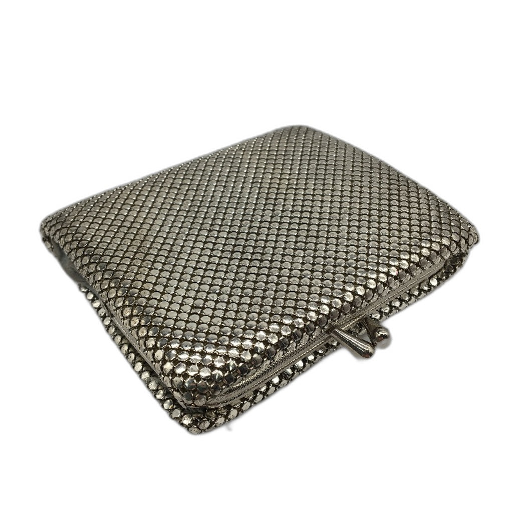 RETRO Aust Made Silver Coloured Glo Mesh Style Grey Lined Coin & Notes Purse