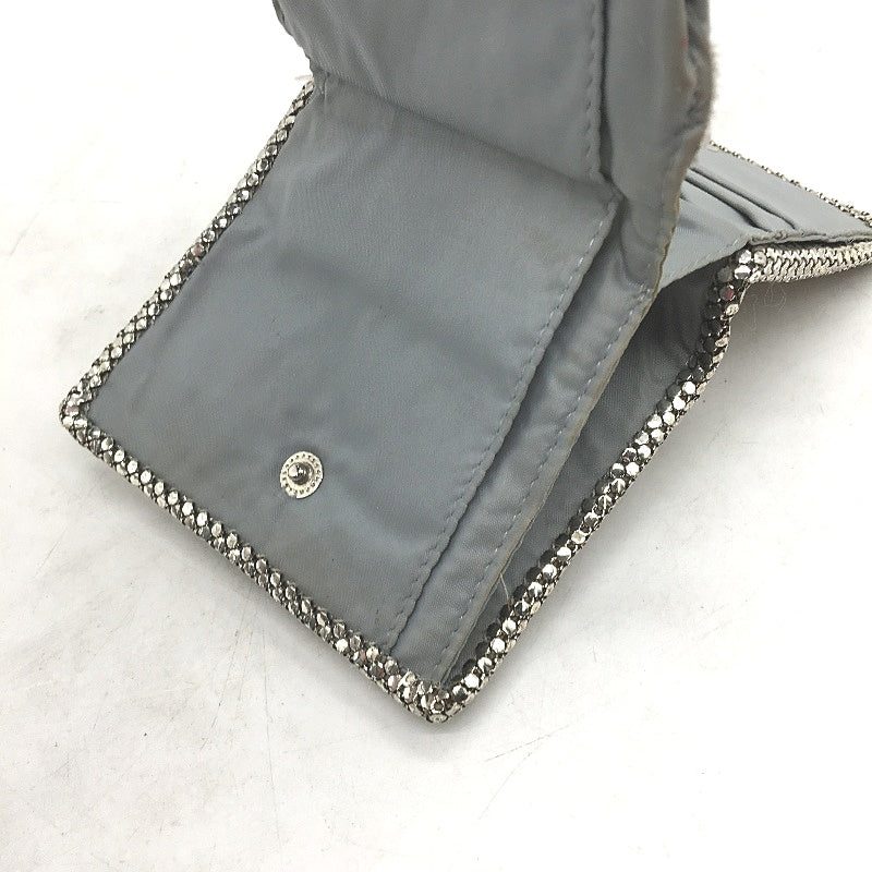 RETRO Aust Made Silver Coloured Glo Mesh Style Grey Lined Coin & Notes Purse