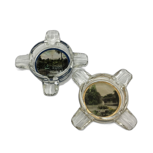 VINTAGE 2Pc Melbourne Victoria & Wagga NSW Souvenir Glass Ashtray Trinket Dishes