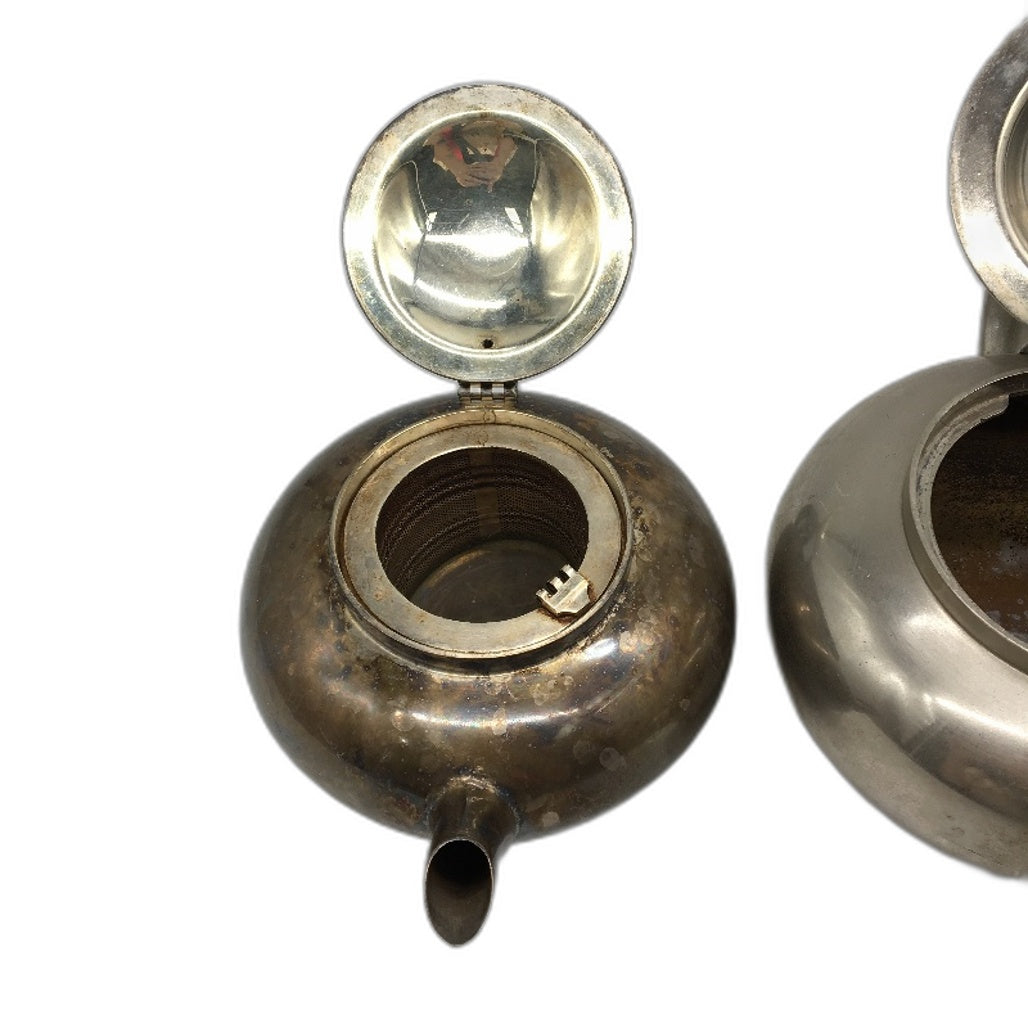 ANTIQUE Silver Coloured Vintage Style 'Perfect Tea-Pot' Double Set