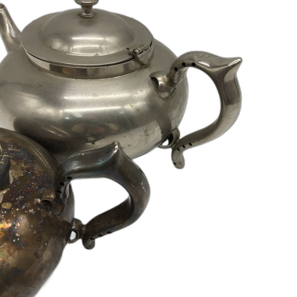 ANTIQUE Silver Coloured Vintage Style 'Perfect Tea-Pot' Double Set