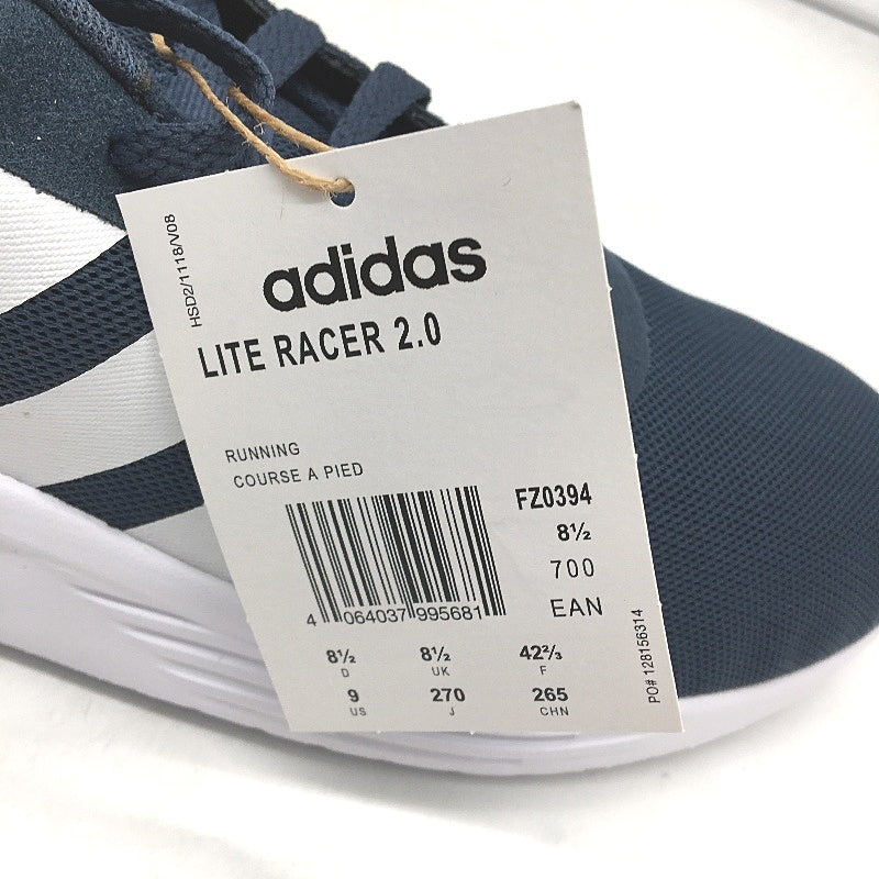 Adidas Navy White Lite Racer 2.0 FZ0394 Running Sneakers Mens Size US 9 NEW