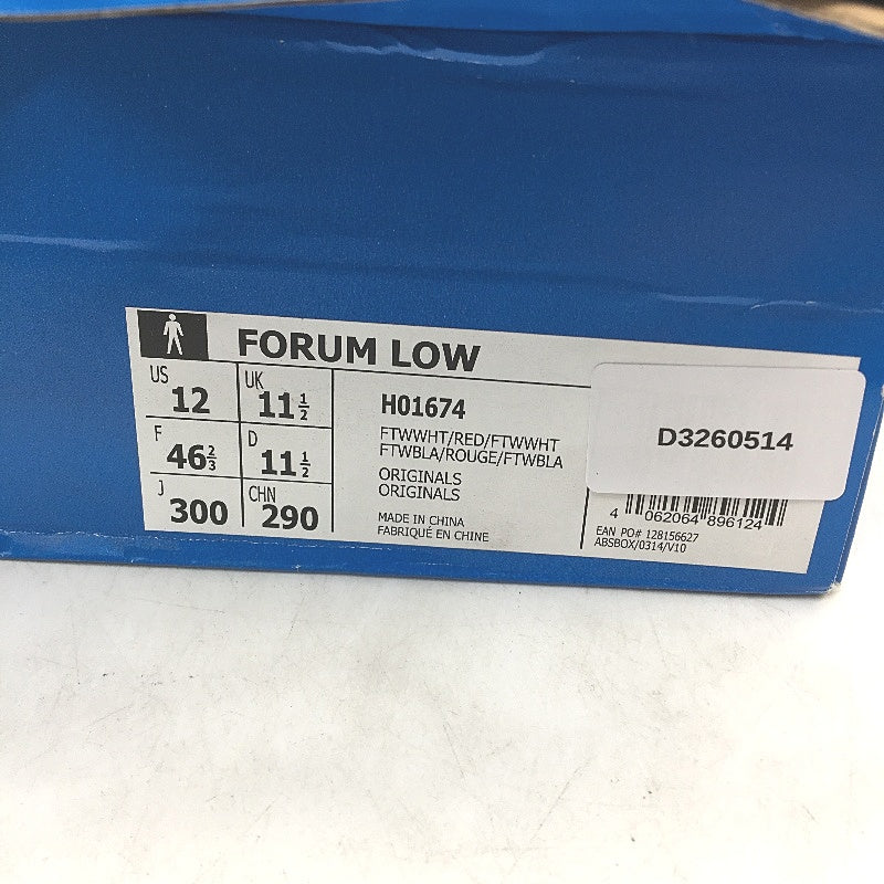 Adidas Forum Low White Leather Red Accent Sneaker Shoes Mens Size US 12 NEW