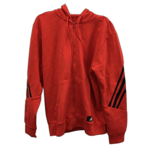 Adidas Future Icons Red 3 Stripes Full Zip Hoodie Mens Size Large NEW