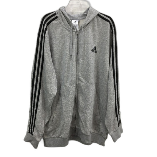 Adidas Essentials French Terry 3 Stripes Grey Full Zip Hoodie Mens Size 2XL NEW