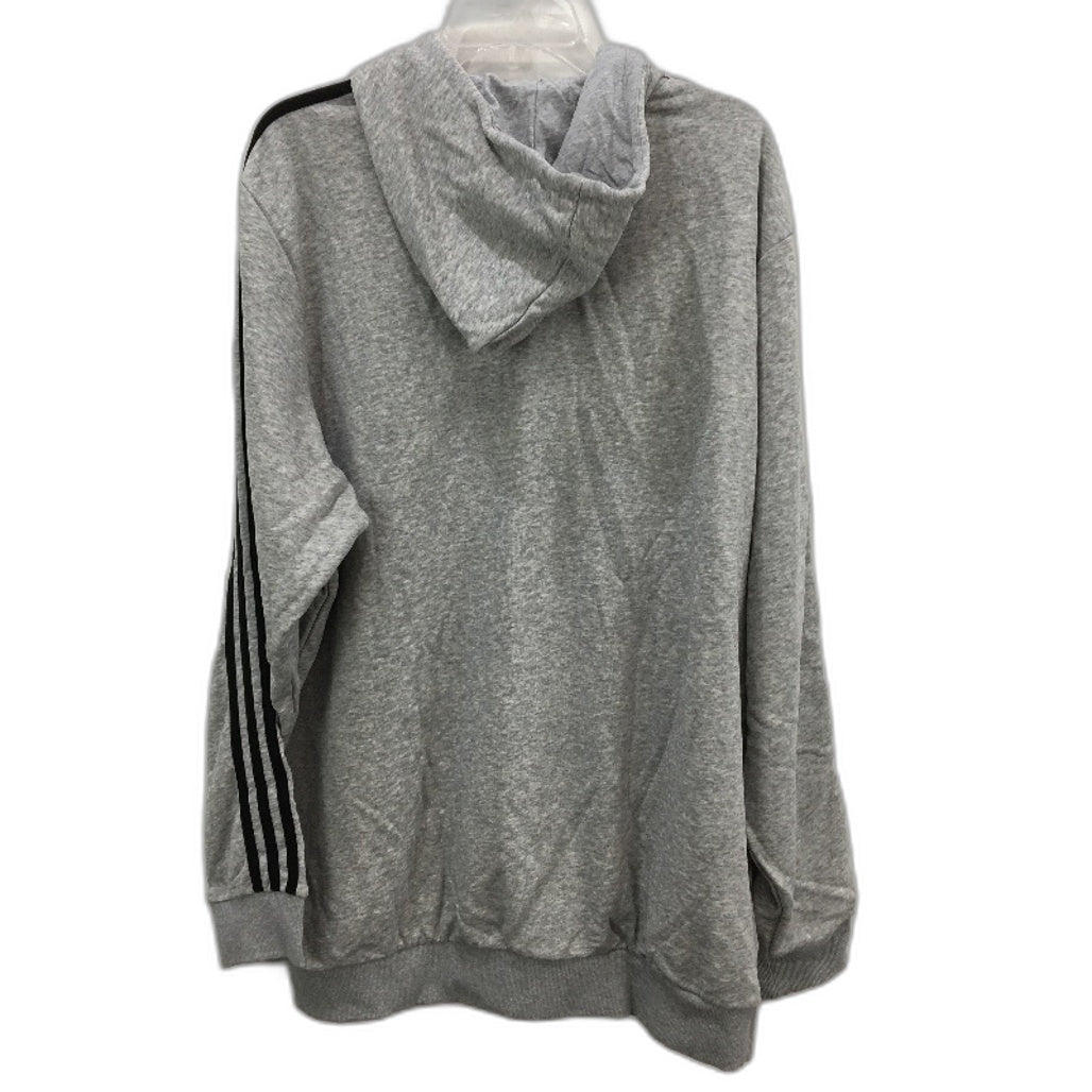 Adidas Essentials French Terry 3 Stripes Grey Full Zip Hoodie Mens Size 2XL NEW