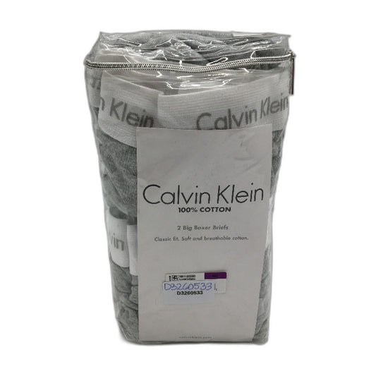 Calvin Klein 2 Pack Big Grey Marle Cotton Boxer Briefs Mens Size 2XL NEW