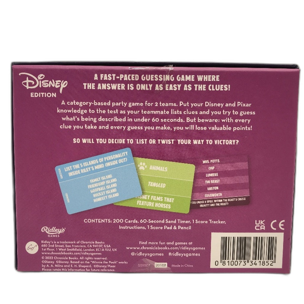 Disney List or Twist Category Guessing Party Game 4+ Players Ages 8+ NEW
