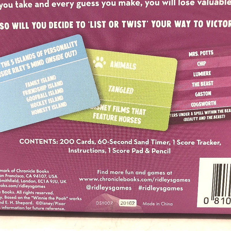 Disney List or Twist Category Guessing Party Game 4+ Players Ages 8+ NEW