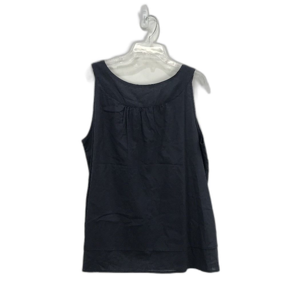 RJWear Embroidered Detail Flowy Navy Blue Sleeveless Top Ladies Size 16