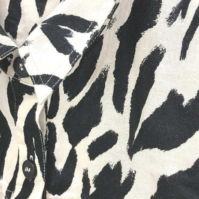 Sussan Zebra Button Up Linen Blend Collared Longsleeve Top Ladies Size 10