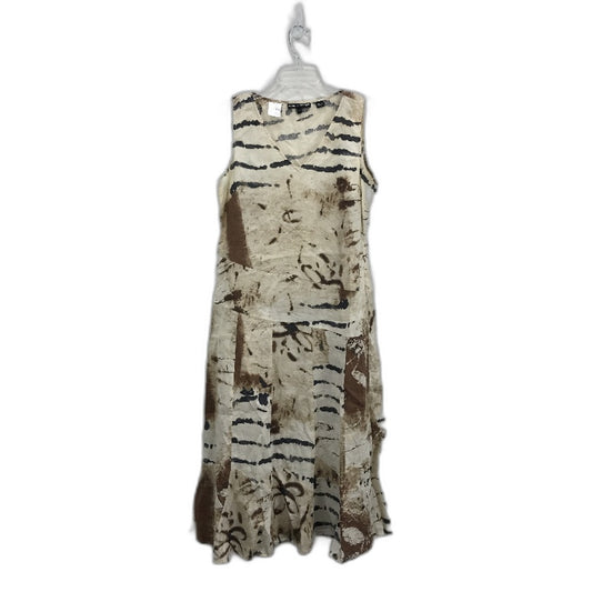 Sandra Steiner Abstract Earth Tone Sleeveless Midi Dress Ladies Size Medium