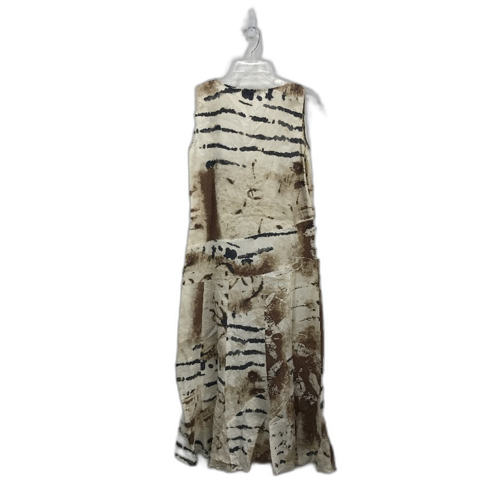 Sandra Steiner Abstract Earth Tone Sleeveless Midi Dress Ladies Size Medium