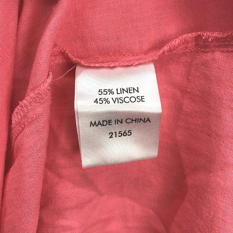 Grae Linen Blend Pink Shortsleeve Summer V Neck Midi Dress Ladies Size 12