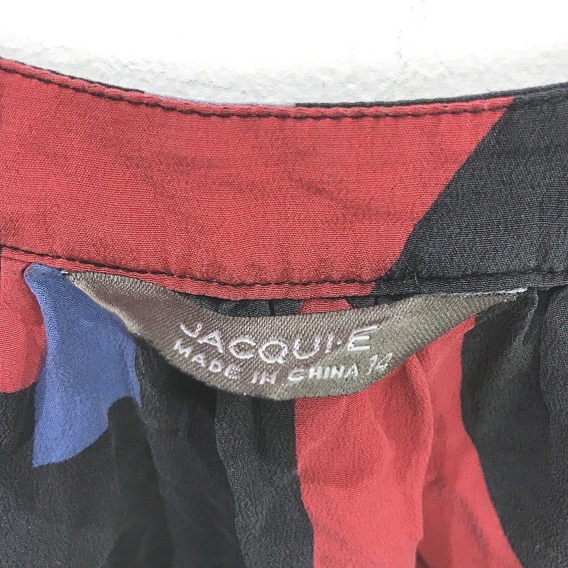 Jacqui.E Geometric Square Neck Black Silk Ruched Hem Top Ladies Size AU 14